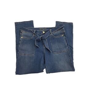 MICHAEL KORS Selma Straight Leg Jeans Belted Medium Wash Size 14